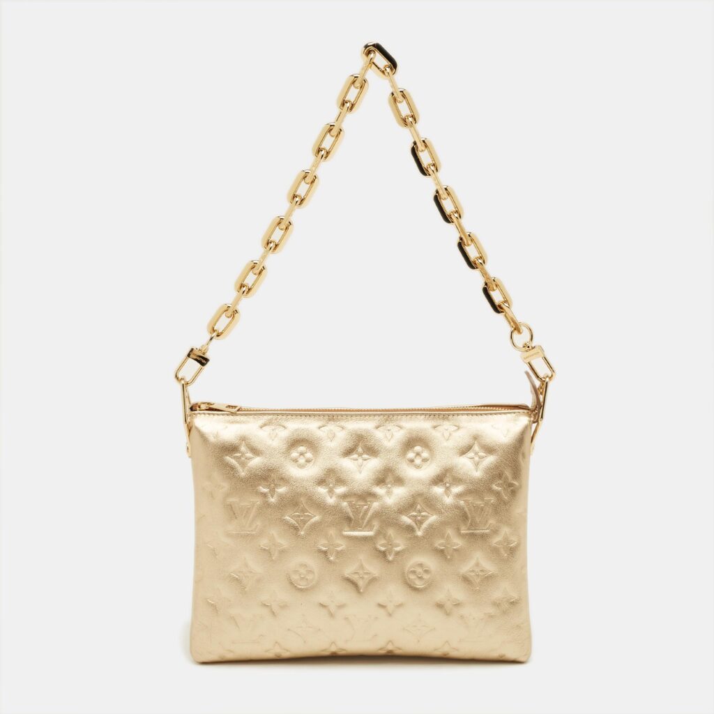 luxury-women-louis-vuitton-used-handbags-p1237300-001-1.jpg Louis Vuitton Gold Monogram Embossed Leather Coussin PM Bag
