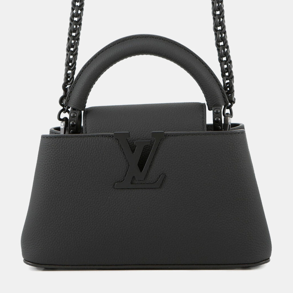 Louis Vuitton Capucines EW Mini Black Taurillon Leather Top Handle Bag Louis Vuitton Capucines EW Mini Black Taurillon Leather Top Handle Bag