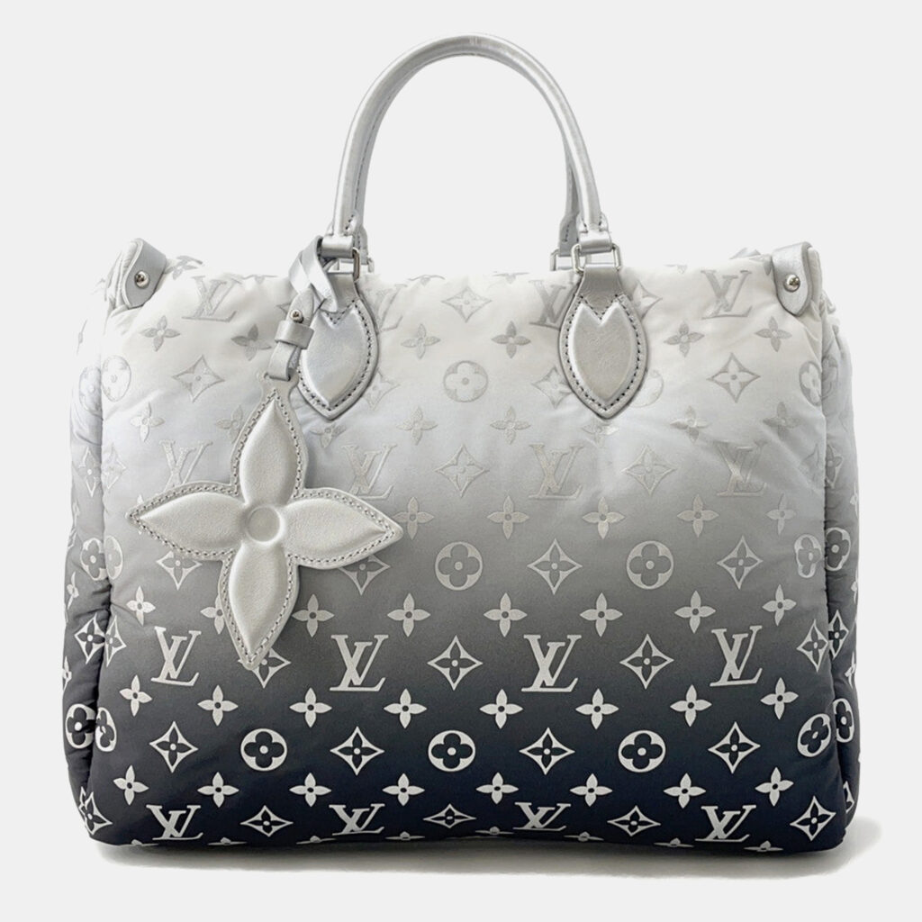Louis Vuitton LV Ski Onthego MM Blue White Monogram Nylon Tote Bag Louis Vuitton LV Ski Onthego MM Blue White Monogram Nylon Tote Bag