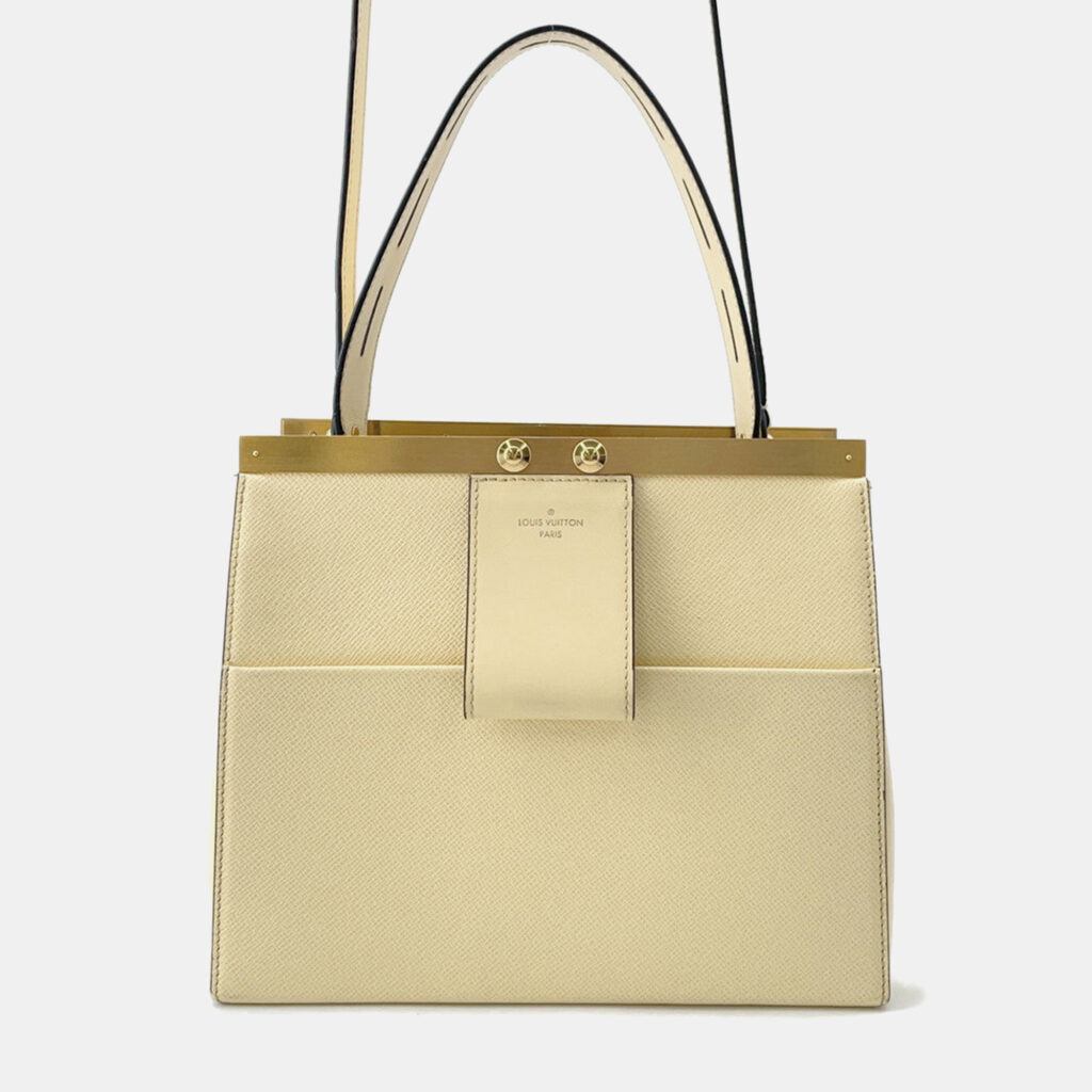 Louis Vuitton City Frame Yellow Taiga Calfskin Leather Top Handle Bag