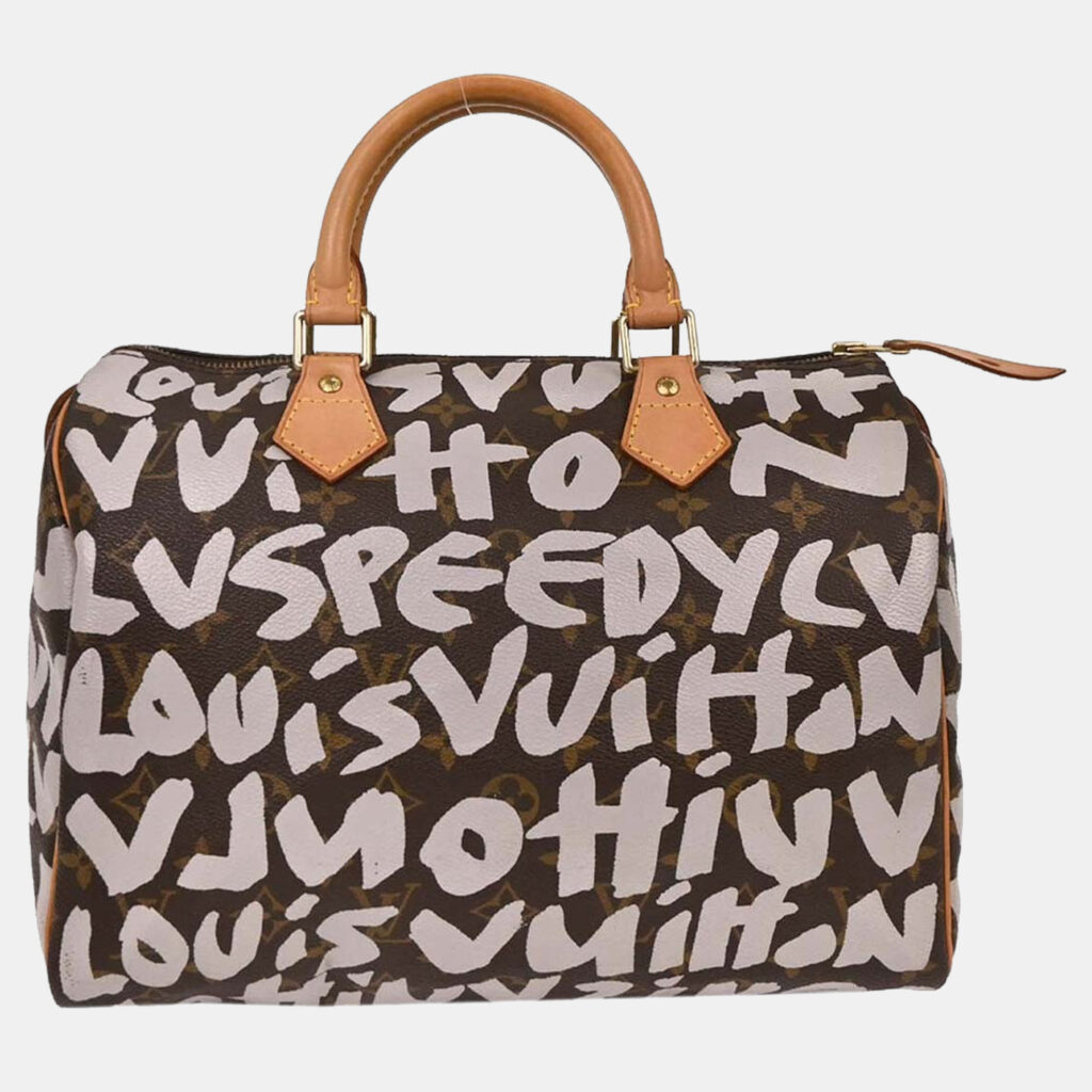 Louis Vuitton Monogram Graffiti Speedy 30 White Monogram Canvas Top Handle Bag Louis Vuitton Monogram Graffiti Speedy 30 White Monogram Canvas Top Handle Bag