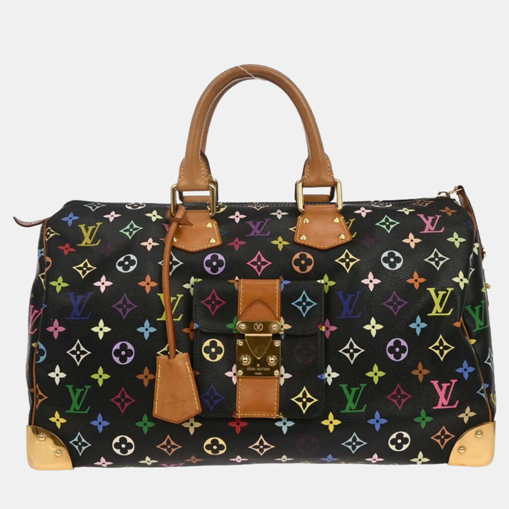 Louis Vuitton Speedy 40 Black Multicolor Monogram Canvas Top Handle Bag Louis Vuitton Speedy 40 Black Multicolor Monogram Canvas Top Handle Bag