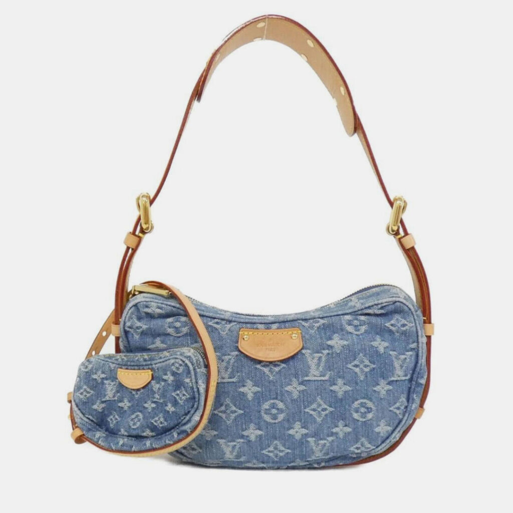 Louis Vuitton Remix Monogram Croissant Blue Denim Shoulder Bag Louis Vuitton Remix Monogram Croissant Blue Denim Shoulder Bag