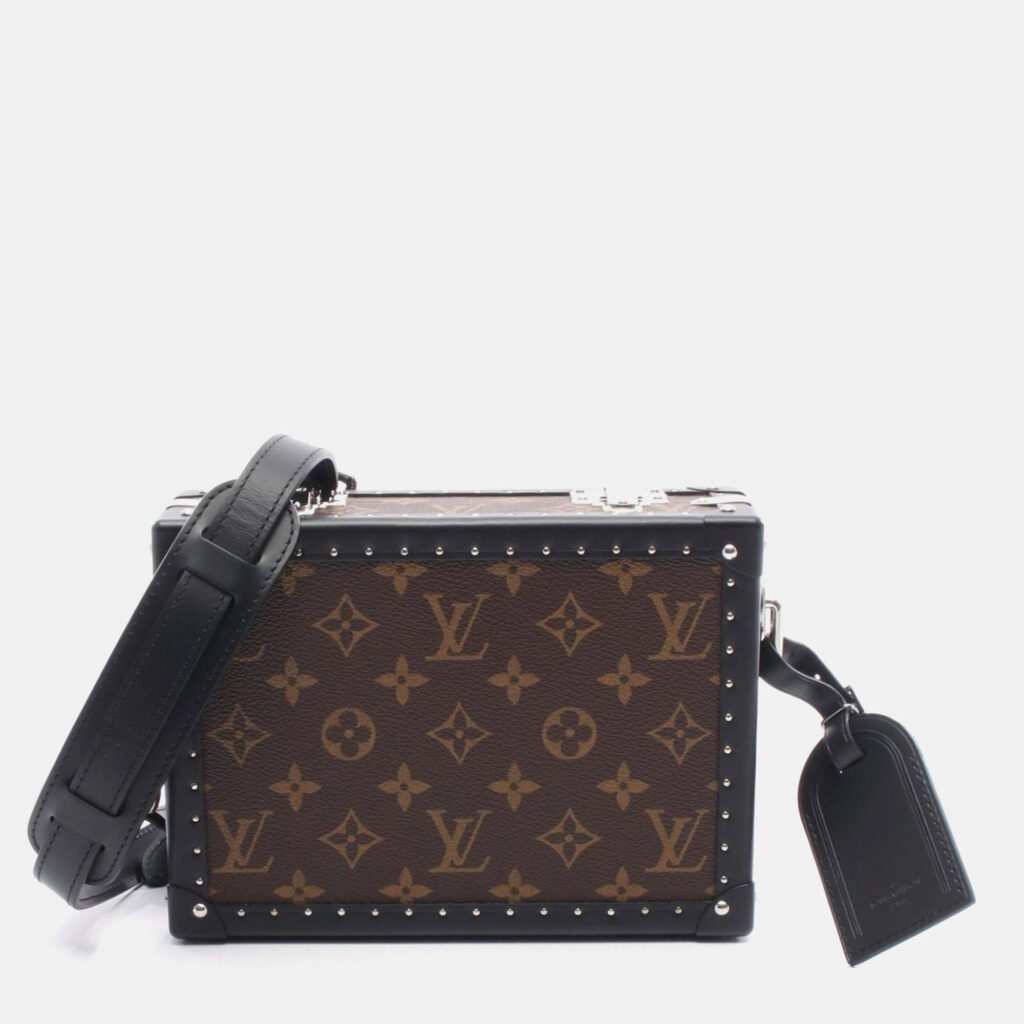 Louis Vuitton Monogram Macassar Clutch Box Brown Black Coated Canvas Leather Shoulder Bag Louis Vuitton Monogram Macassar Clutch Box Brown Black Coated Canvas Leather Shoulder Bag