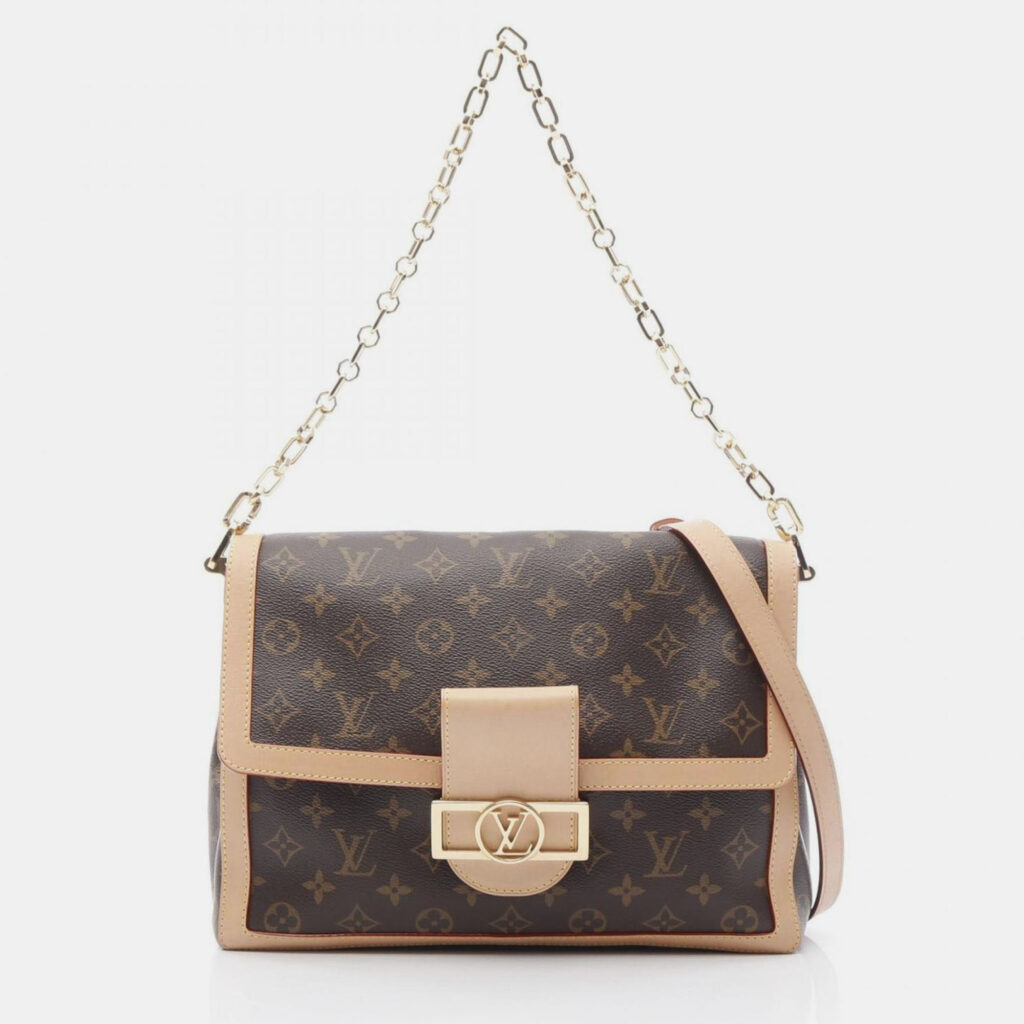Louis Vuitton Dauphine Soft GM Brown Monogram Canvas Leather Shoulder Bag