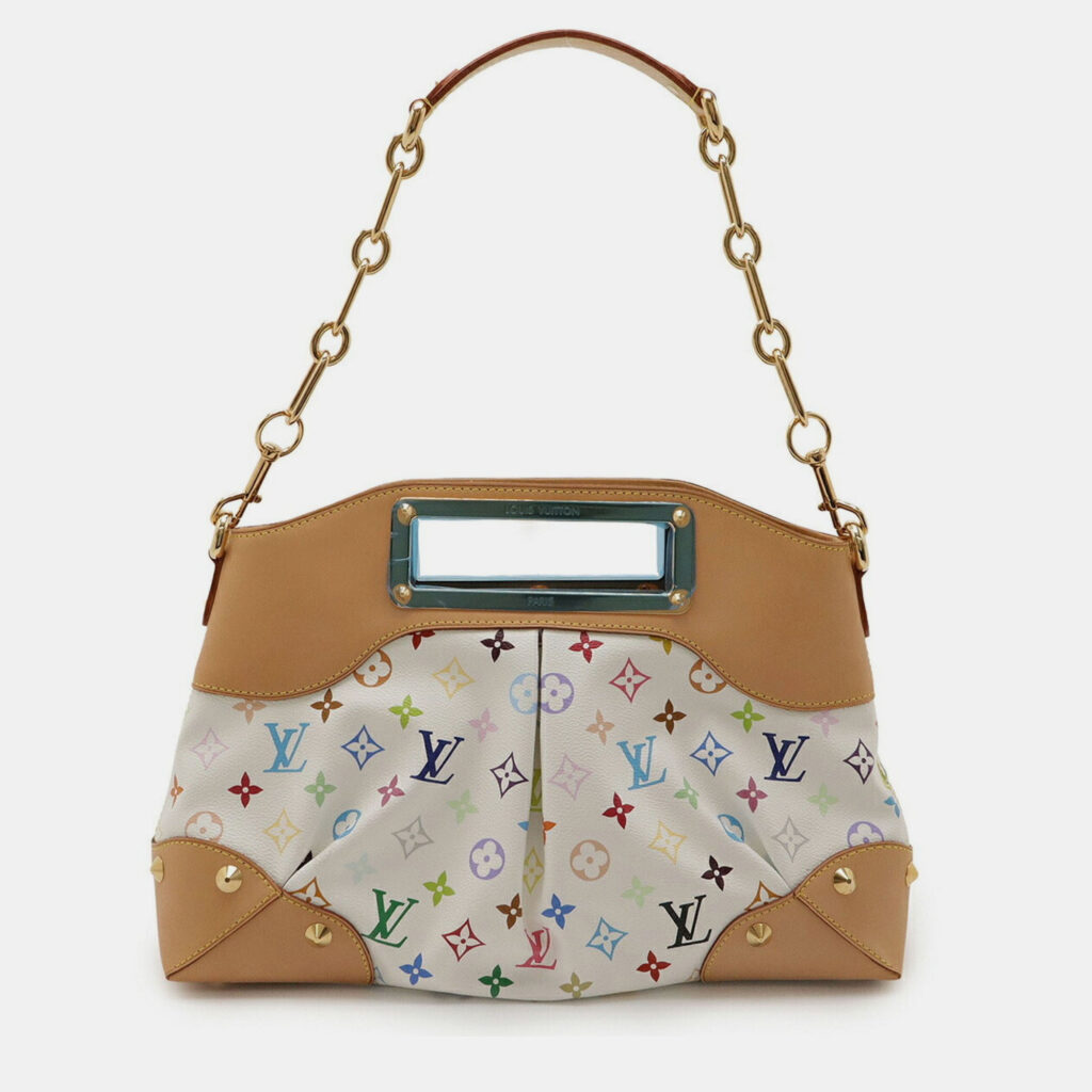 Louis Vuitton Monogram Multicolore Judy MM White Canvas Shoulder Bag Louis Vuitton Monogram Multicolore Judy MM White Canvas Shoulder Bag