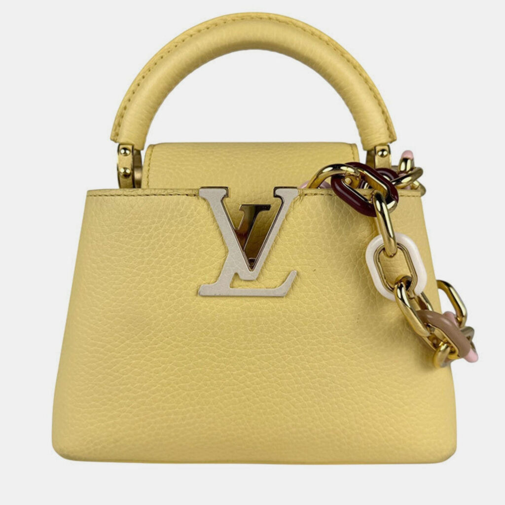 Louis Vuitton Capucines Mini Yellow Gold Taurillon Leather Shoulder Bag