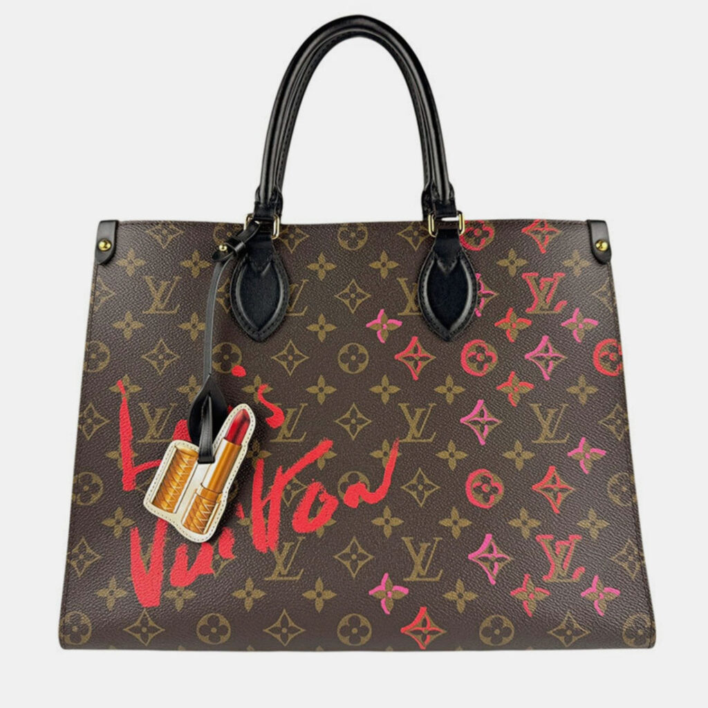 Louis Vuitton Fall In Love On The Go MM Brown Monogram Canvas Tote Bag Louis Vuitton Fall In Love On The Go MM Brown Monogram Canvas Tote Bag