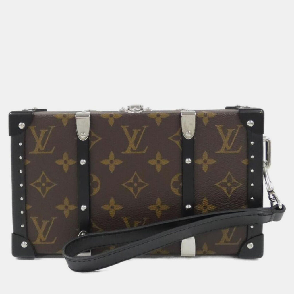 Louis Vuitton Monogram Macassar Wallet Trunk Brown Black Canvas Wallet Bag Louis Vuitton Monogram Macassar Wallet Trunk Brown Black Canvas Wallet Bag