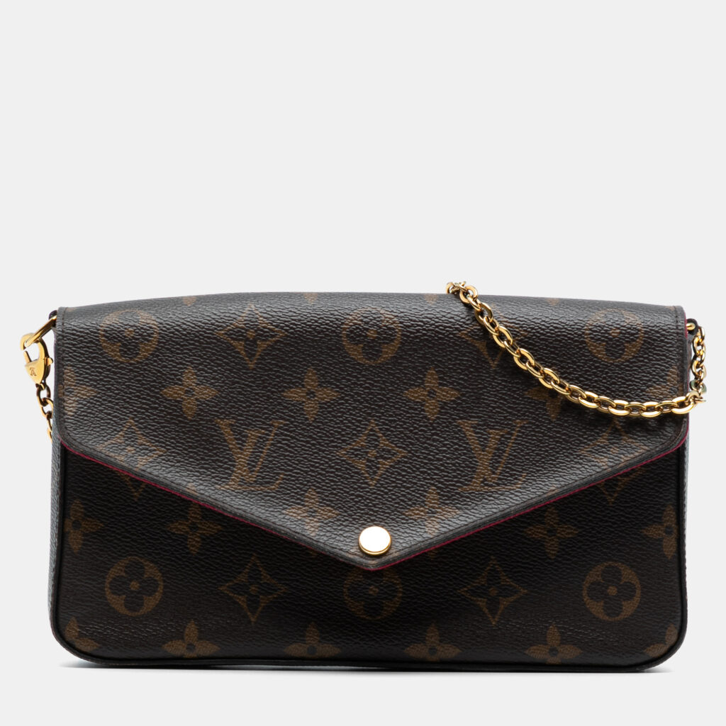 Louis Vuitton Monogram Brown Monogram Coated Canvas Pochette Felicie Wallet on Chain Bag Louis Vuitton Monogram Brown Monogram Coated Canvas Pochette Felicie Wallet on Chain Bag