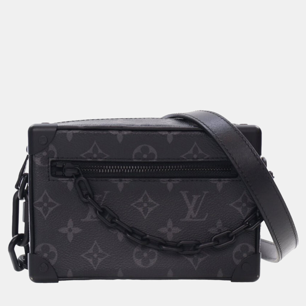 Louis Vuitton Soft Trunk Black Grey Monogram Eclipse Canvas Wallet on Chain Louis Vuitton Soft Trunk Black Grey Monogram Eclipse Canvas Wallet on Chain