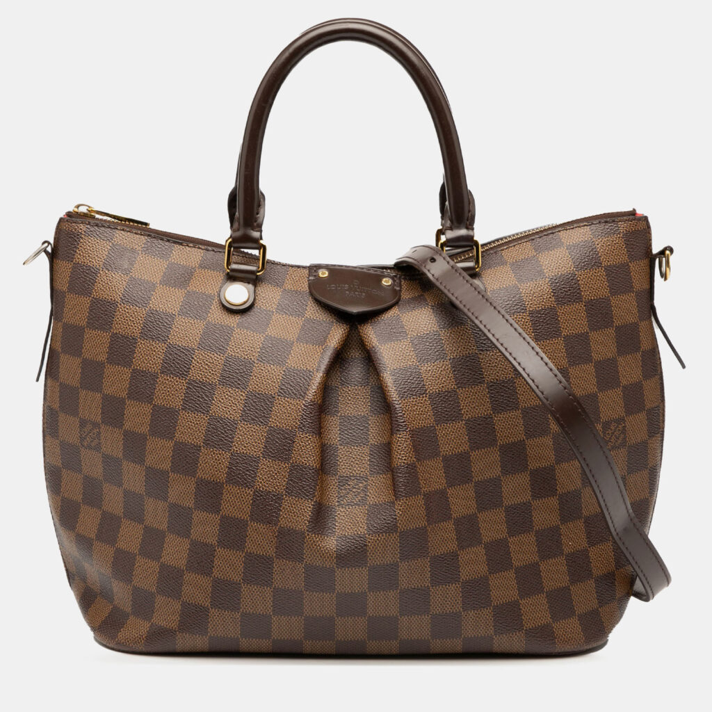 luxury-women-louis-vuitton-used-handbags-p1240963-005.jpg Louis Vuitton Damier Ebene Siena MM Brown Coated Canvas Satchel Bag