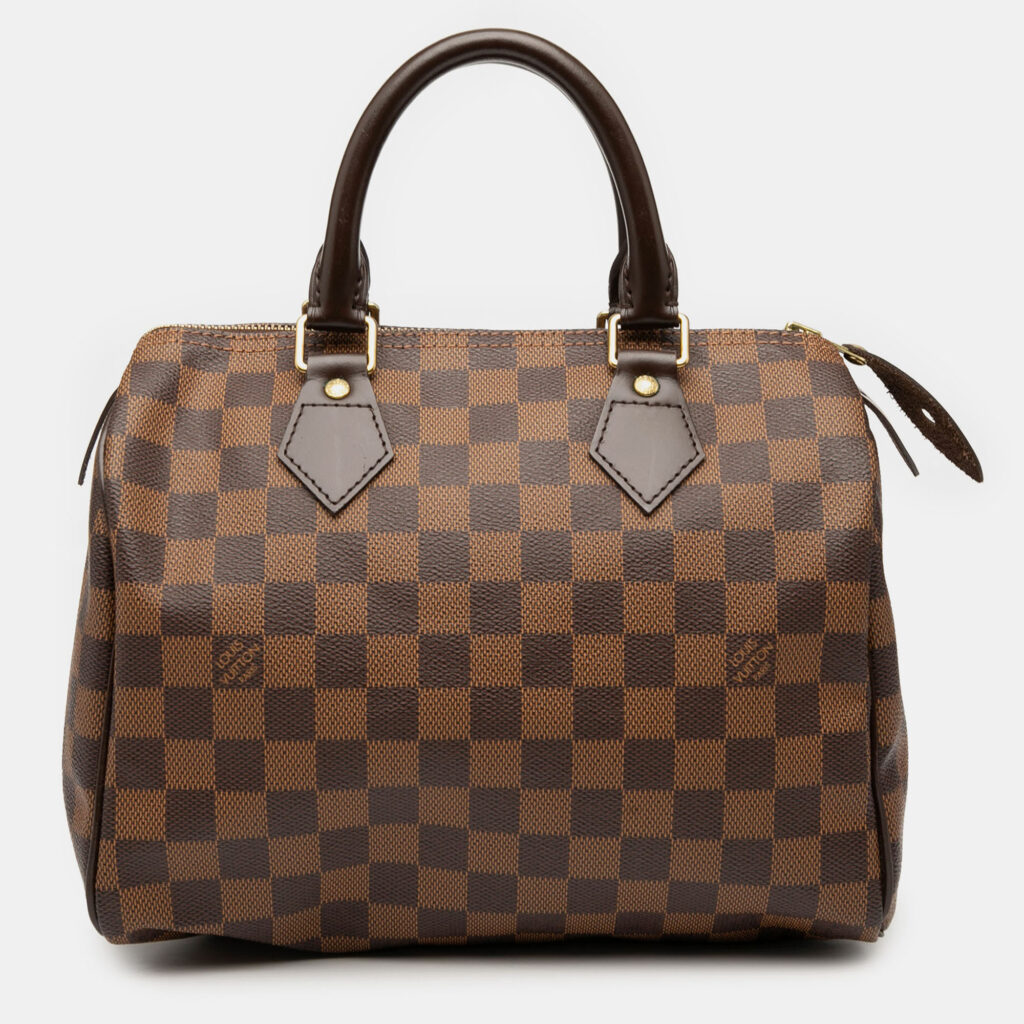 luxury-women-louis-vuitton-used-handbags-p1241339-005-1.jpg Louis Vuitton Speedy 25 Brown Damier Ebene Coated Canvas Top Handle Bag