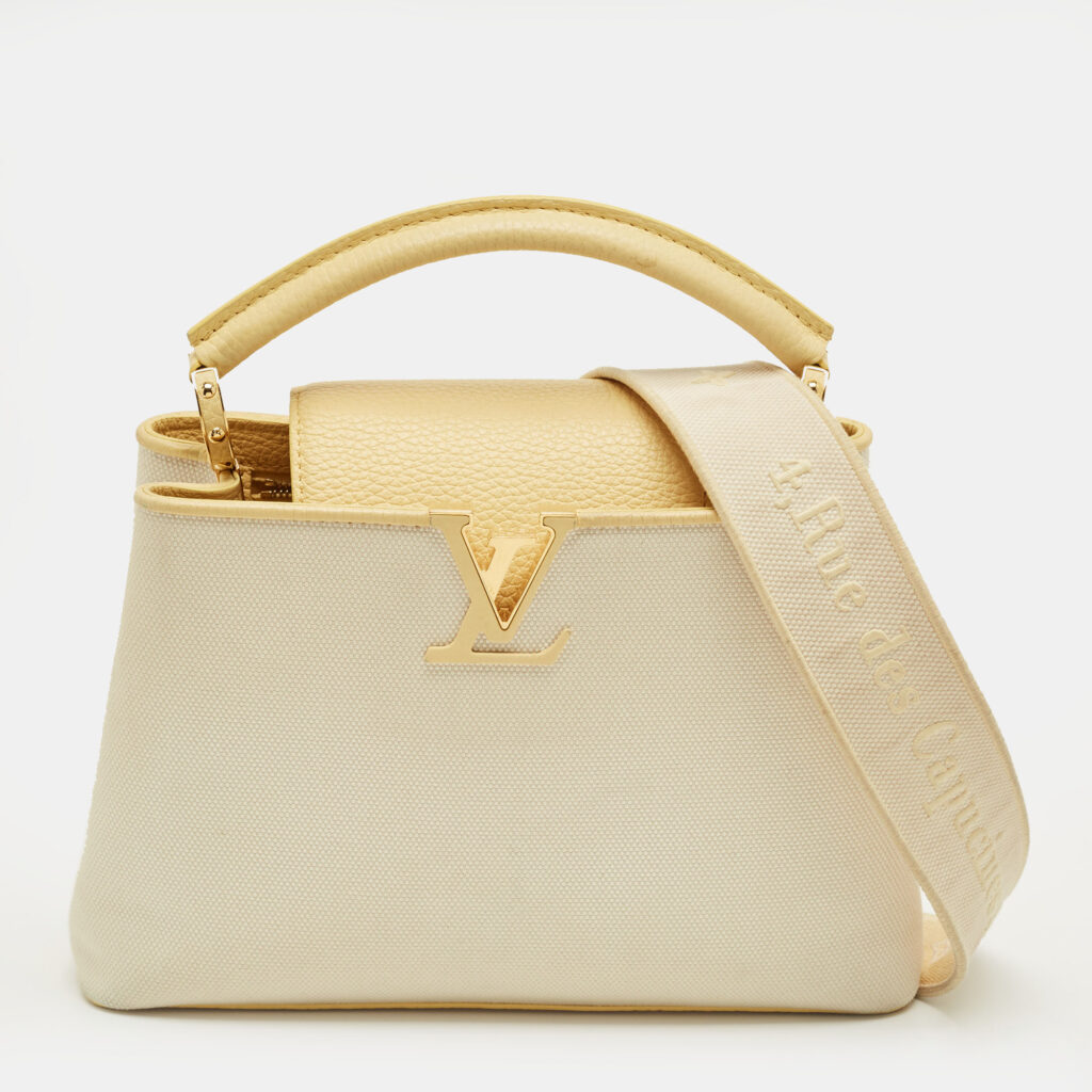 luxury-women-louis-vuitton-used-handbags-p1241489-001-1.jpg Louis Vuitton Yellow/Beige Leather and Canvas Capucines BB Bag