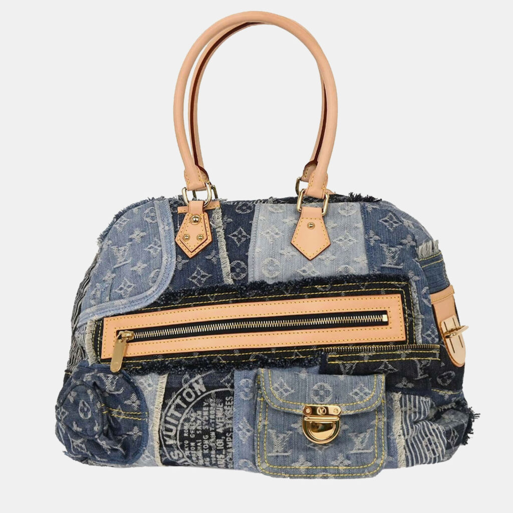 Louis Vuitton Bowly Blue Monogram Denim Patchwork Top Handle Bag