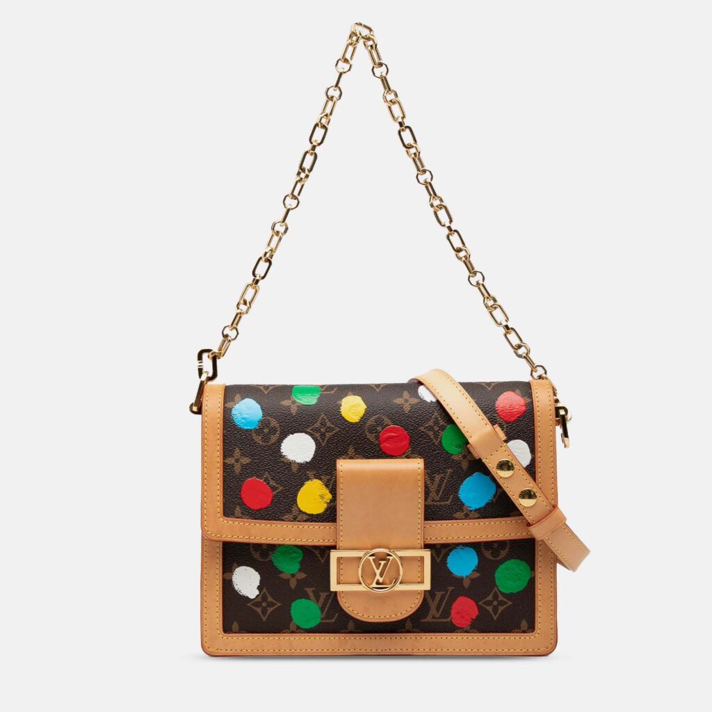 Louis Vuitton Yayoi Kusama Dauphine MM Multicolor Monogram Canvas Shoulder Bag Louis Vuitton Yayoi Kusama Dauphine MM Multicolor Monogram Canvas Shoulder Bag