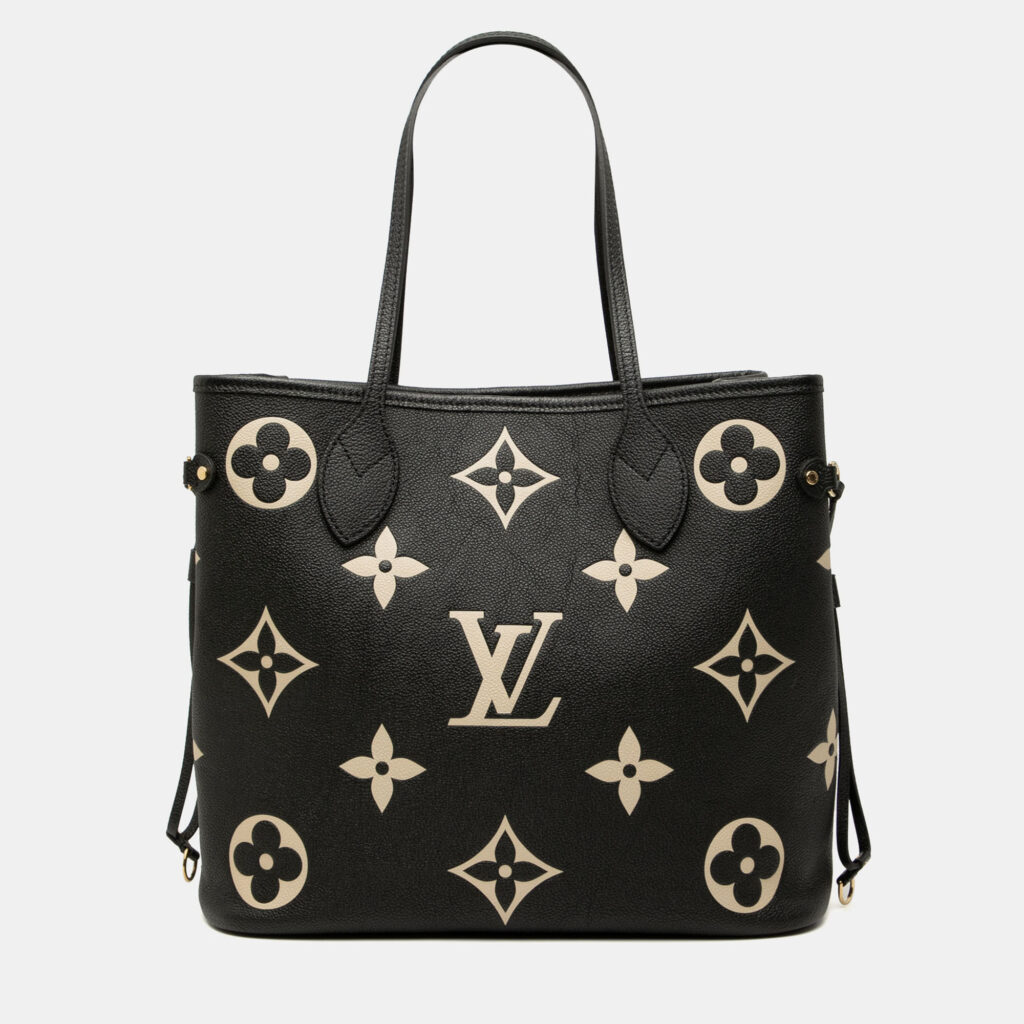 luxury-women-louis-vuitton-used-handbags-p1242961-006-1.jpg Louis Vuitton Neverfull MM Bicolor Giant Monogram Empreinte Leather Tote Bag