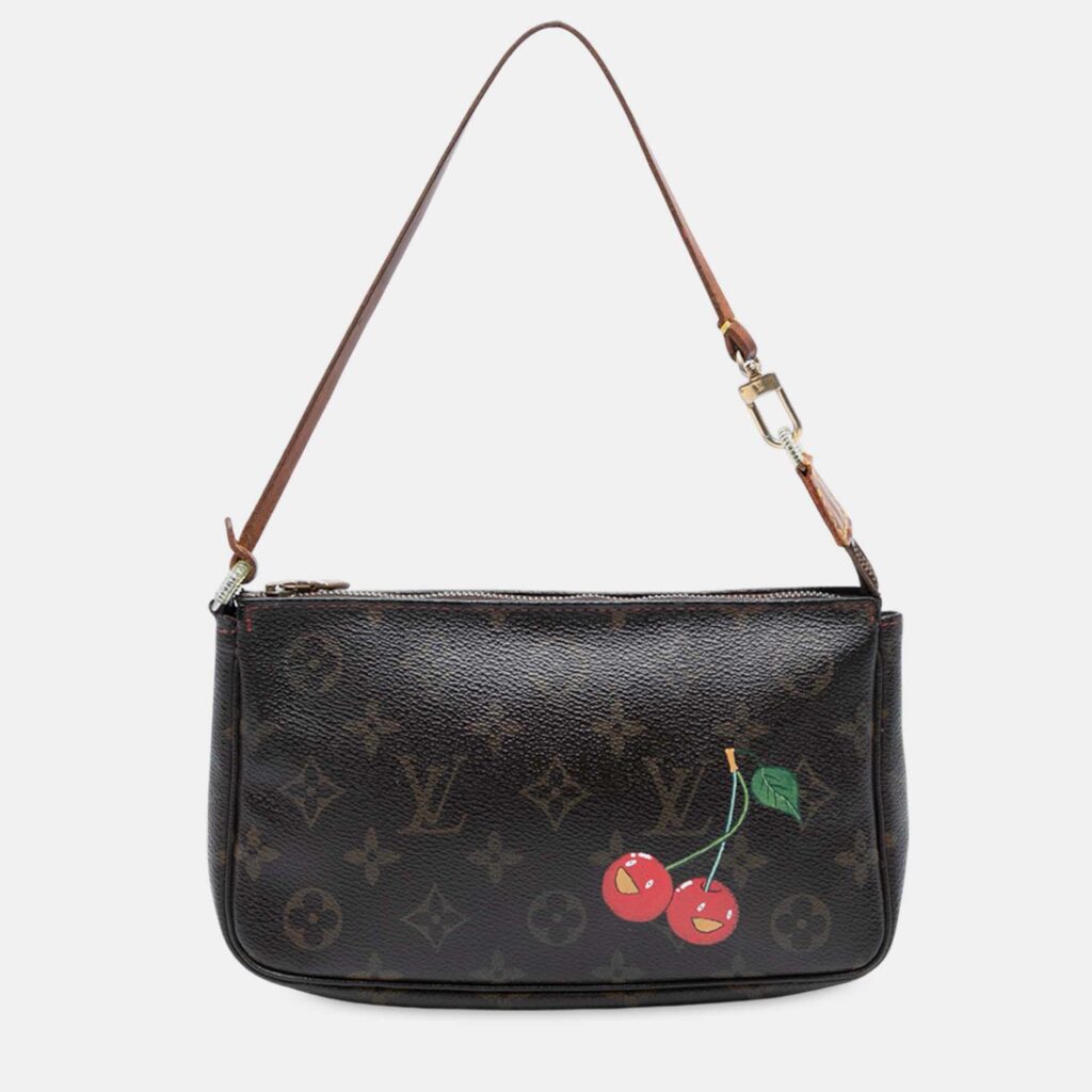 luxury-women-louis-vuitton-used-handbags-p1244634-009.jpg Louis Vuitton Brown Takashi Murakami Monogram Cherry Pochette Accessoires