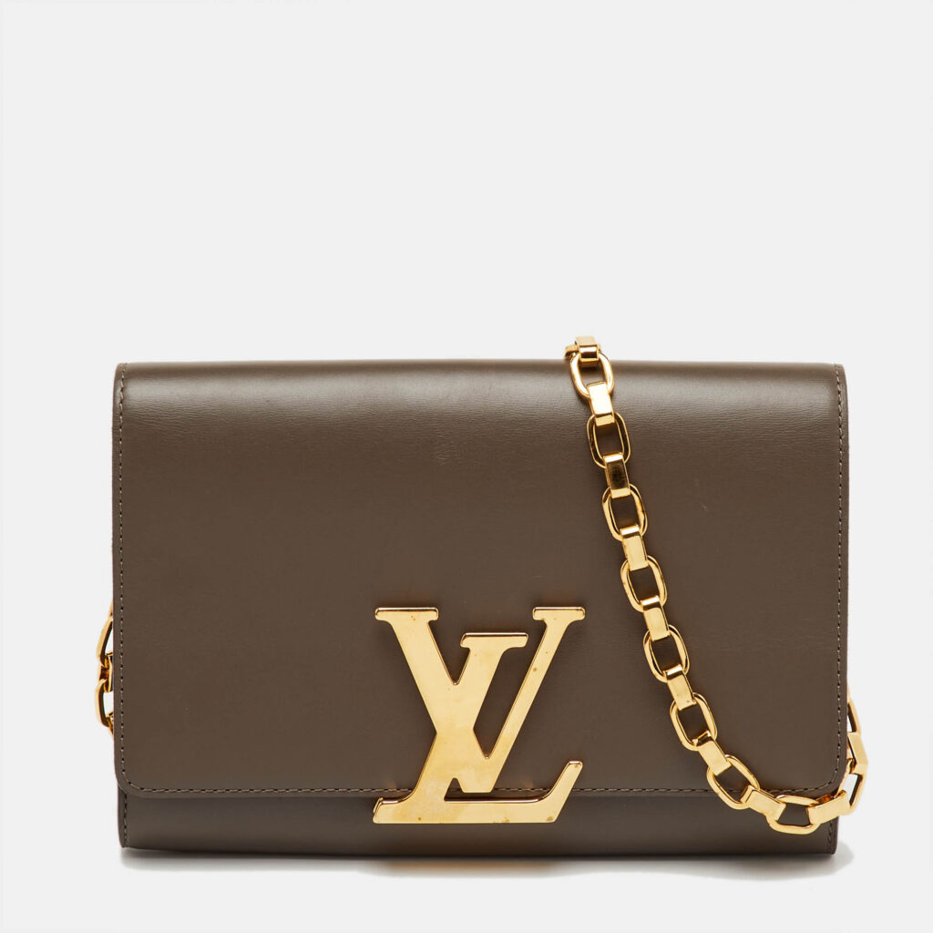 Louis Vuitton Brown Leather Chain Louise MM Bag Louis Vuitton Brown Leather Chain Louise MM Bag