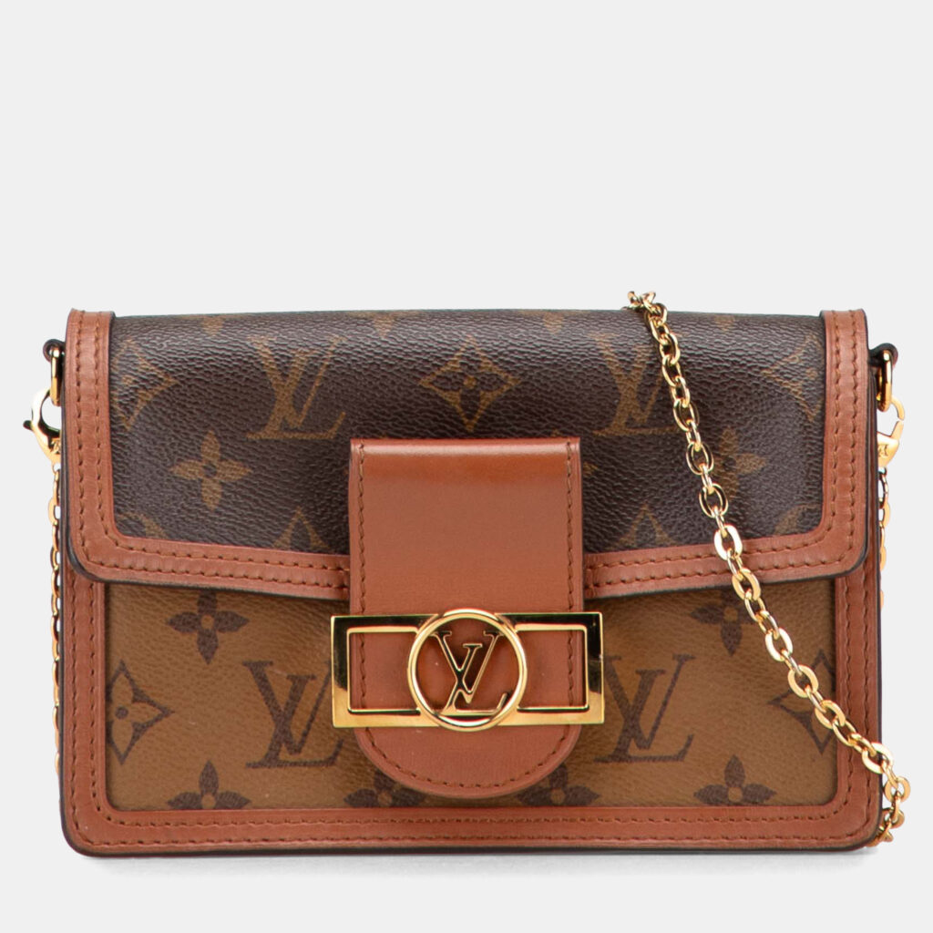 Louis Vuitton Brown Monogram Reverse Dauphine Wallet on Chain Louis Vuitton Brown Monogram Reverse Dauphine Wallet on Chain