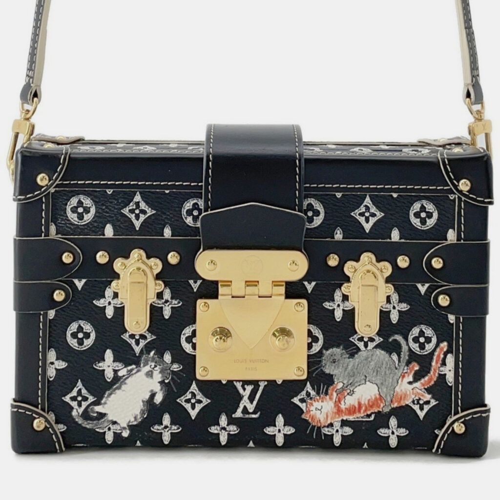 Louis Vuitton Monogram Catgram Petite Malle Shoulder Bag Clutch In Black