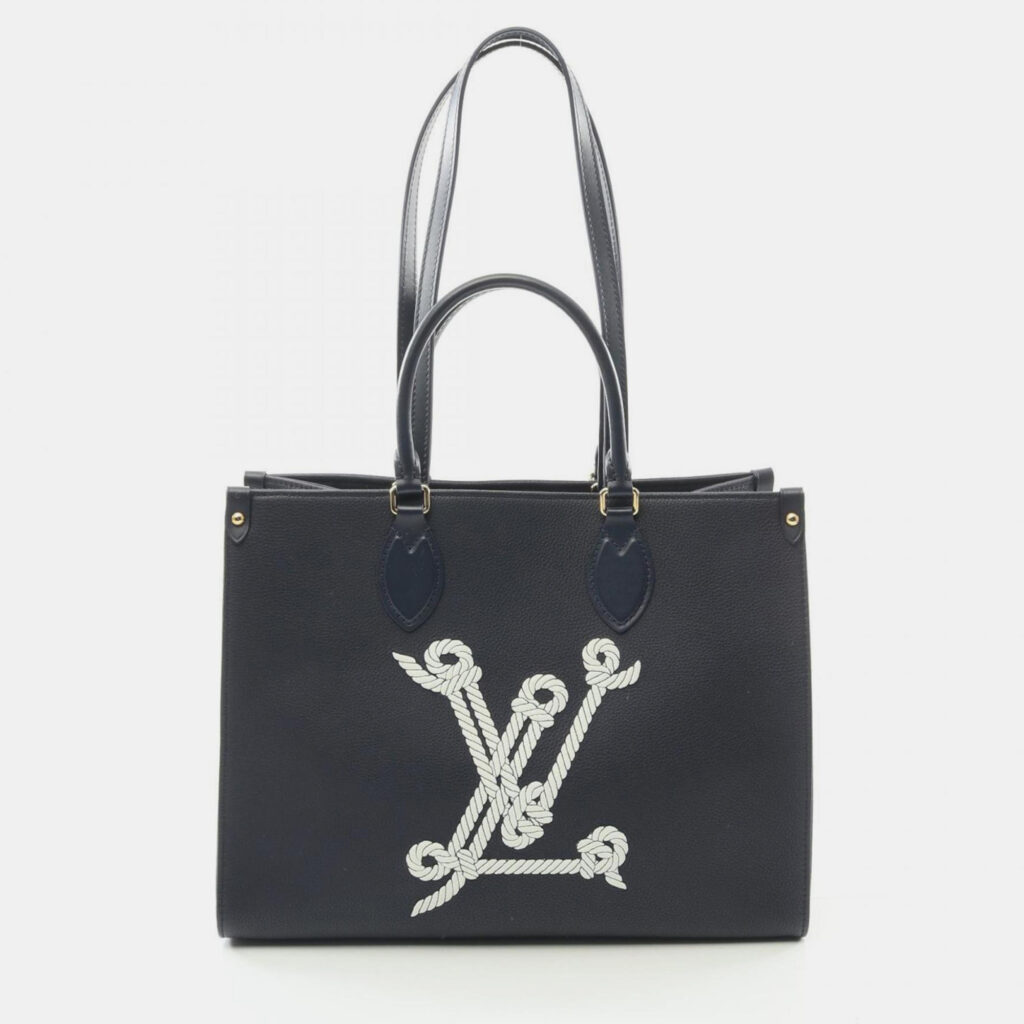Louis Vuitton On The Go Mm Sailor'S Knot Nautical 1022 Tote Bag Leather Navy