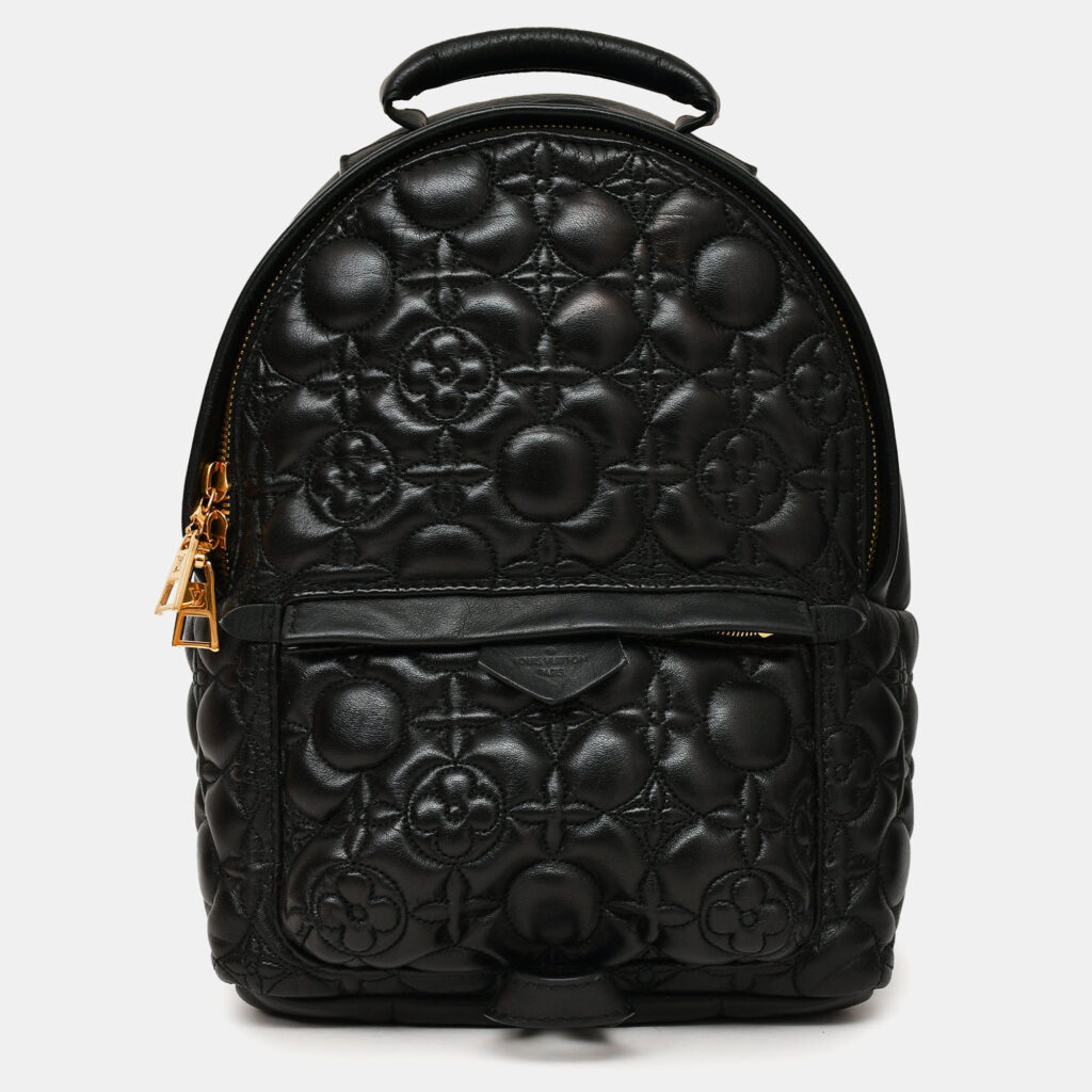 Louis Vuitton 2017 Black Leather 'Flower' Palm Springs PM Backpack