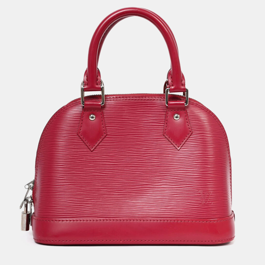 Louis Vuitton 2014 Raspberry Red Epi Leather Alma BB Top Handle with Strap Louis Vuitton 2014 Raspberry Red Epi Leather Alma BB Top Handle with Strap