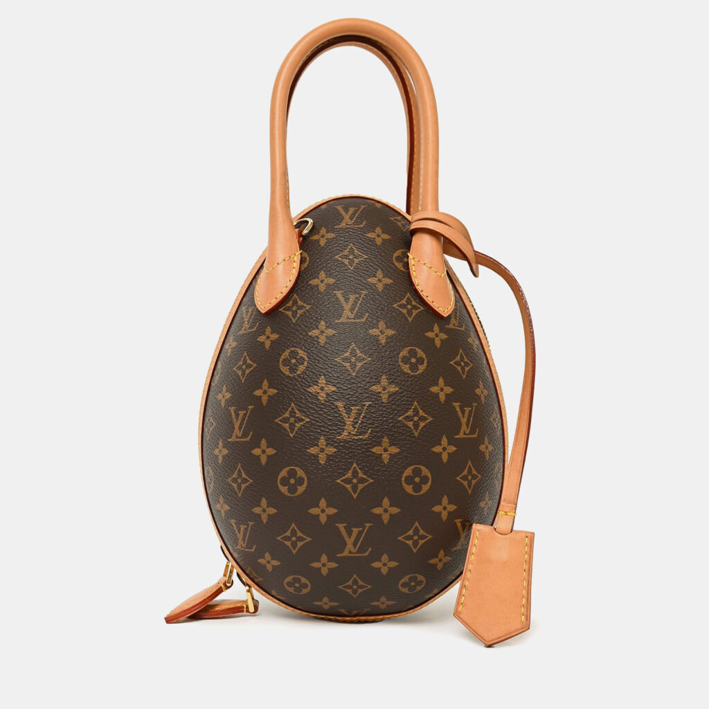 Louis Vuitton 2019 Monogram/Black Leather Egg Top Handle Bag With Chain Louis Vuitton 2019 Monogram/Black Leather Egg Top Handle Bag With Chain