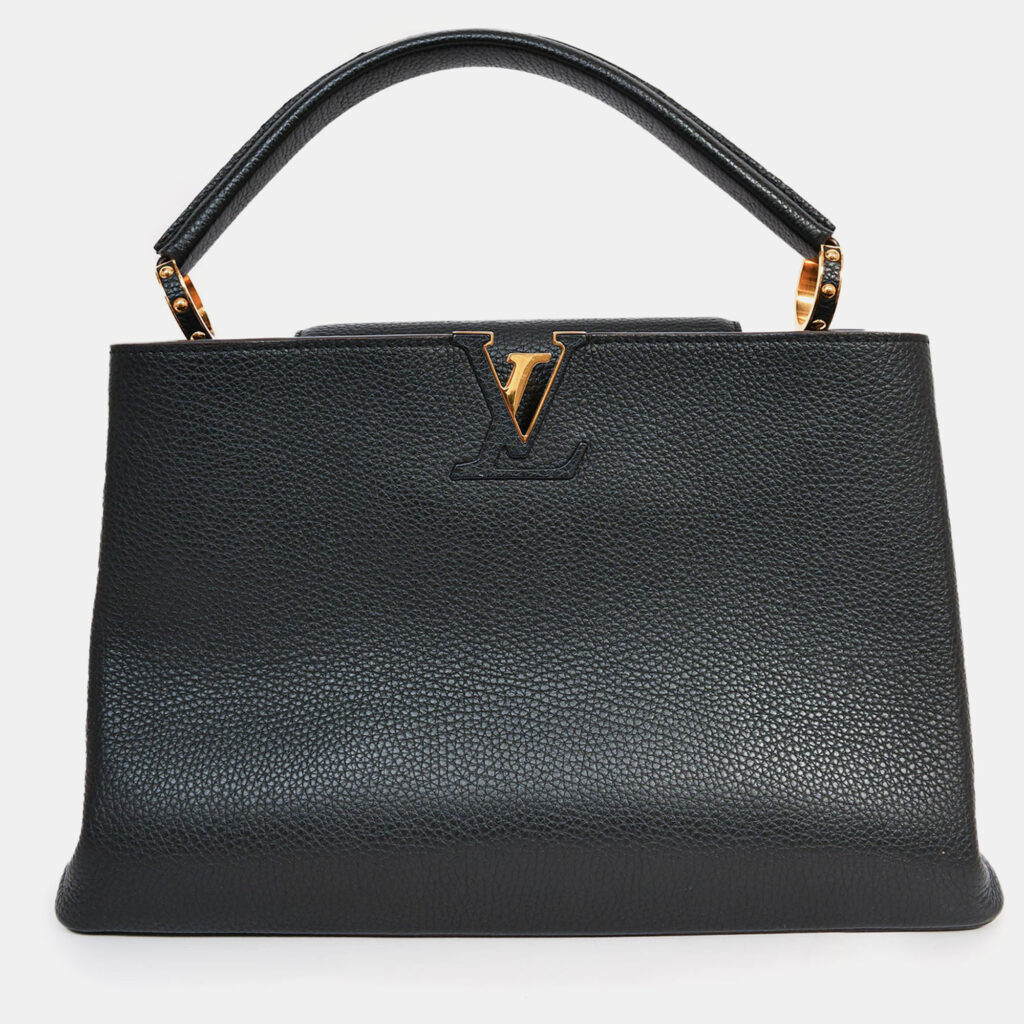 luxury-women-louis-vuitton-used-handbags-p1247879-008.jpg Louis Vuitton 2015 Black Leather 'Capucines' MM Top Handle