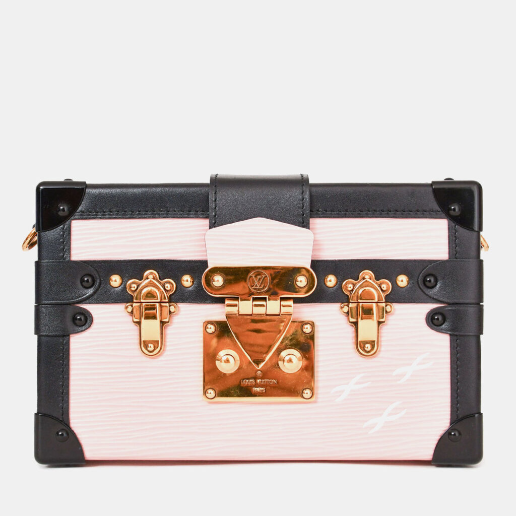 Louis Vuitton Pink/Black Epi Leather 'Petit Malle' with Strap Louis Vuitton Pink/Black Epi Leather 'Petit Malle' with Strap