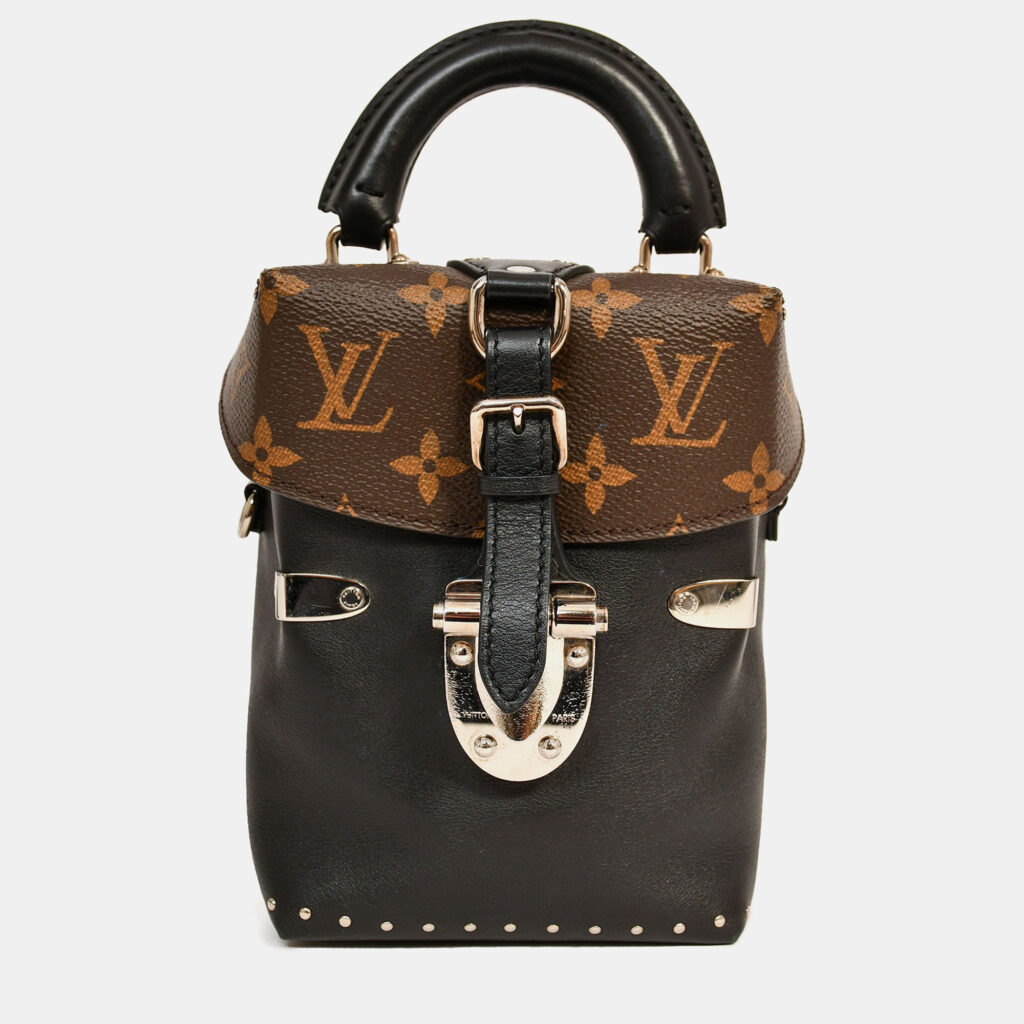 Louis Vuitton Black Leather Monogram 'Camera Box' Top Handle with Strap Louis Vuitton Black Leather Monogram 'Camera Box' Top Handle with Strap