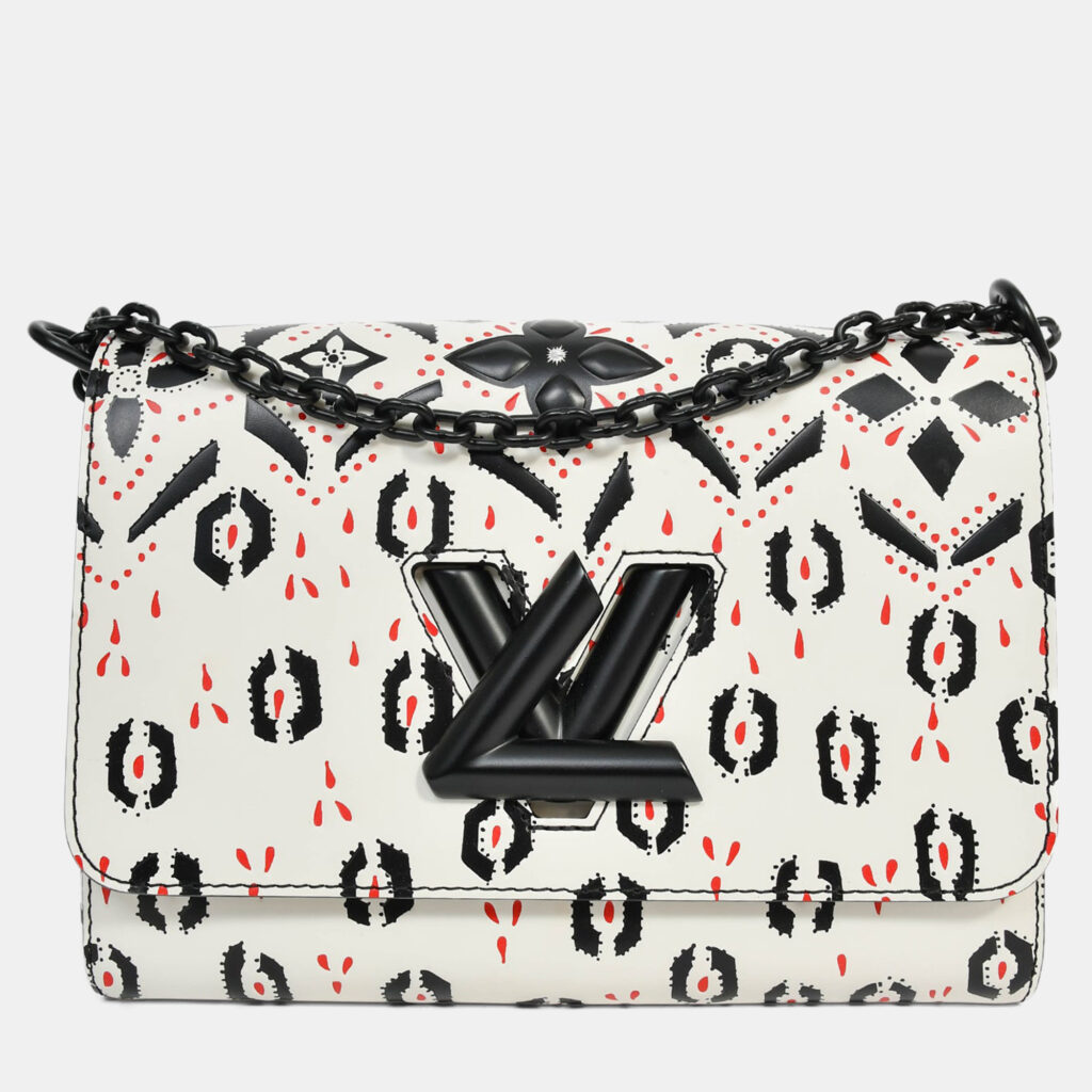 Louis Vuitton 2015 White/Black Graphic Printed Leather Twist MM Chain Bag Louis Vuitton 2015 White/Black Graphic Printed Leather Twist MM Chain Bag