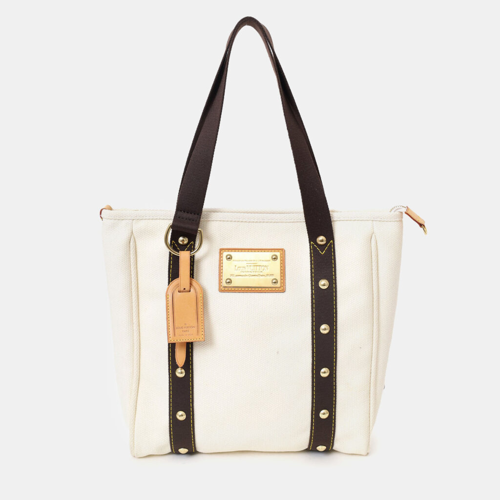 luxury-women-louis-vuitton-used-handbags-p1248130-004-1.jpg Louis Vuitton Beige/Brown Canvas Antigua Cabas PM Vintage Tote