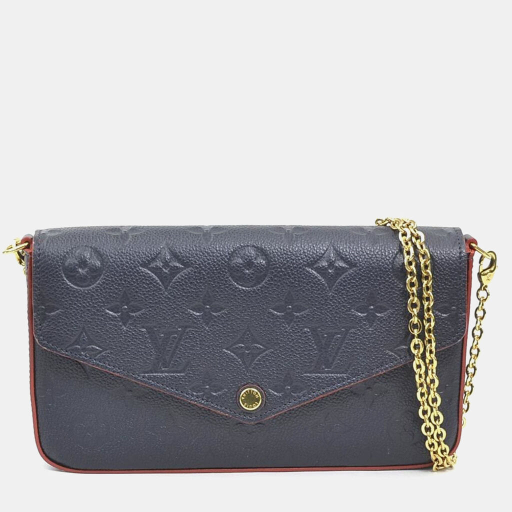 Louis Vuitton Monogram Empreinte Shoulder Bag Chain Wallet And Pochette Felice In Navy Gold Louis Vuitton Monogram Empreinte Shoulder Bag Chain Wallet And Pochette Felice In Navy Gold