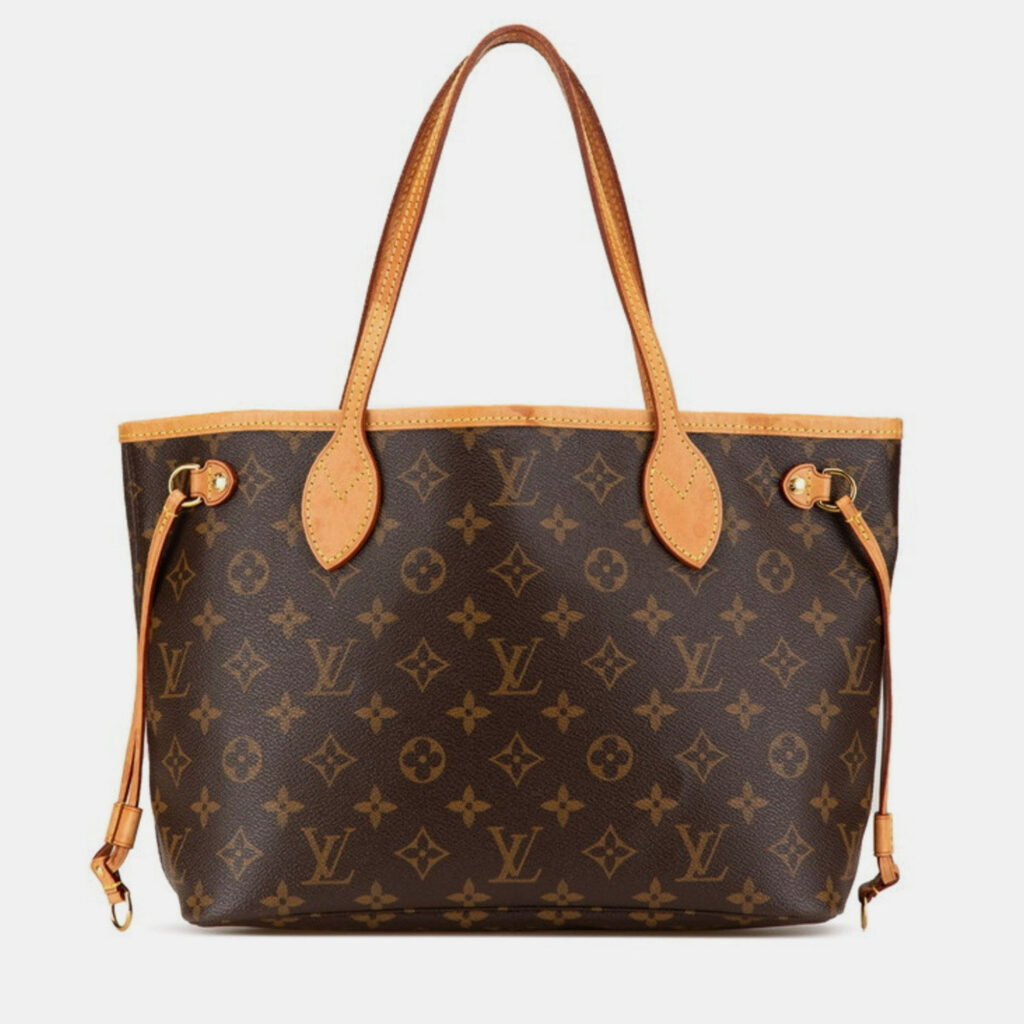 Louis Vuitton Monogram Neverfull Pm Handbag Tote Bag Brown Pvc Leather