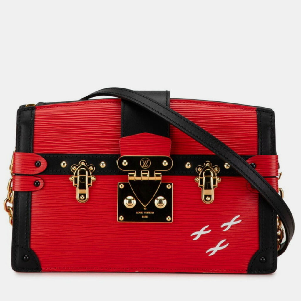 Louis Vuitton Epi Trunk Clutch Bag Rouge Black Leather Louis Vuitton Epi Trunk Clutch Bag Rouge Black Leather