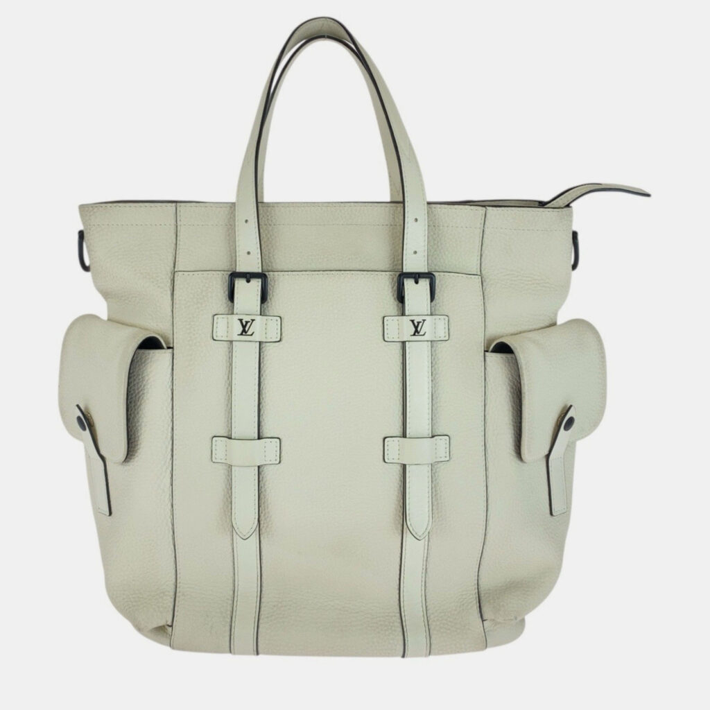 Louis Vuitton Taurillon Christopher Tote In Cream Leather Louis Vuitton Taurillon Christopher Tote In Cream Leather