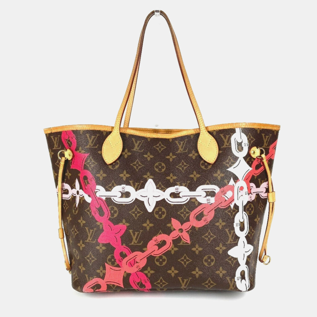 Louis Vuitton Monogram Bay Neverfull Mm Tote Bag chain Canvas Pink