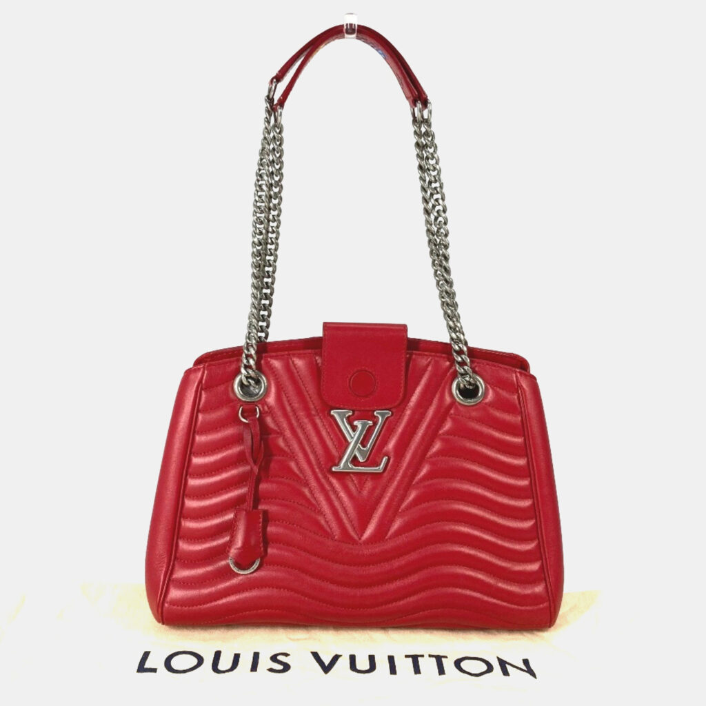 Louis Vuitton New Wave Chain Tote Shoulder Bag W Leather Red Louis Vuitton New Wave Chain Tote Shoulder Bag W Leather Red