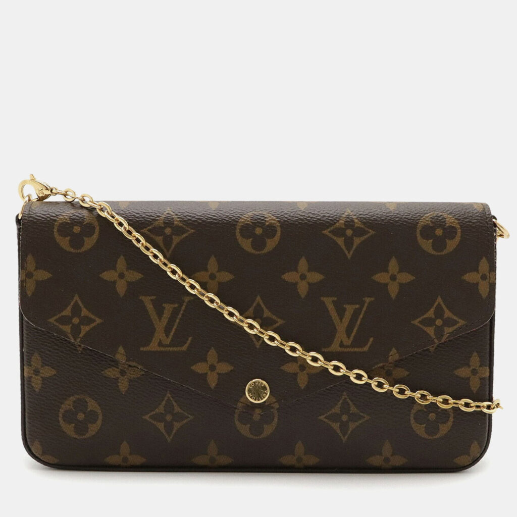Louis Vuitton Monogram Pochette Felicie Shoulder Bag/Clutch Bag In Fuchsia Louis Vuitton Monogram Pochette Felicie Shoulder Bag/Clutch Bag In Fuchsia