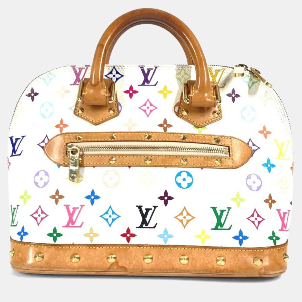 Louis Vuitton Monogram Multicolore Alma Tote Bag With Studs Canvas Blanc White Louis Vuitton Monogram Multicolore Alma Tote Bag With Studs Canvas Blanc White