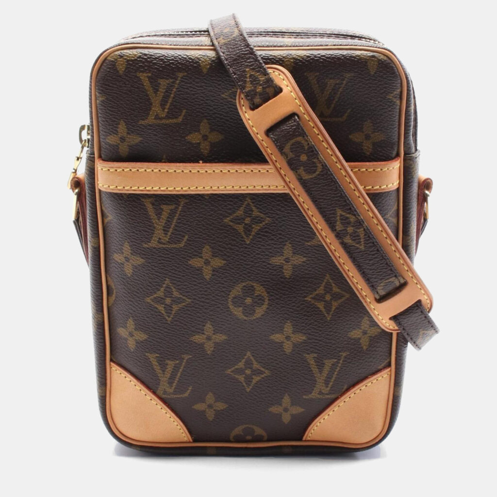 Louis Vuitton Danube Shoulder Bag Coated Canvas Leather Monogram Brown Louis Vuitton Danube Shoulder Bag Coated Canvas Leather Monogram Brown