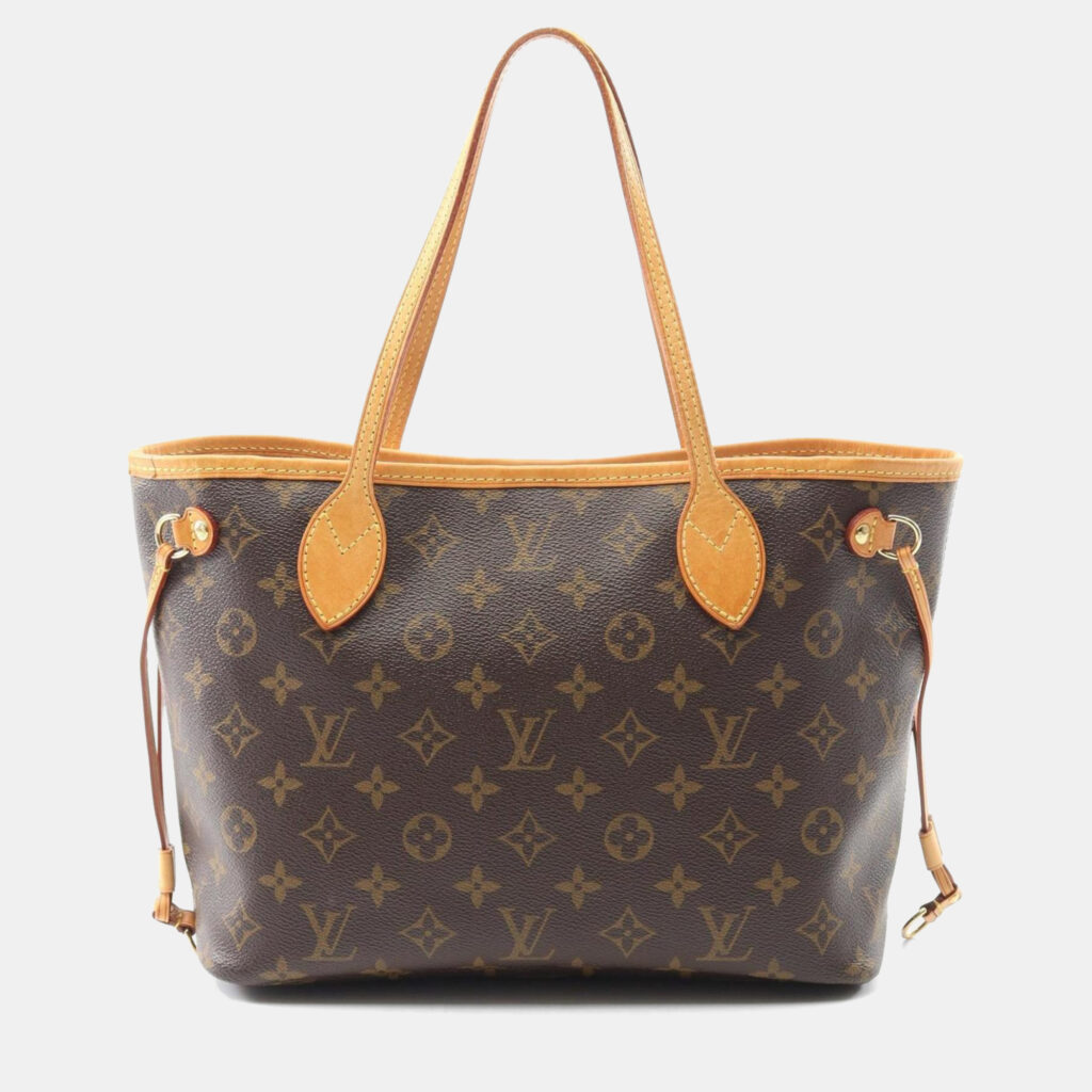 luxury-women-louis-vuitton-used-handbags-p1248672-009.jpg Louis Vuitton Neverfull Pm Tote Bag Coated Canvas And Leather Monogram Brown