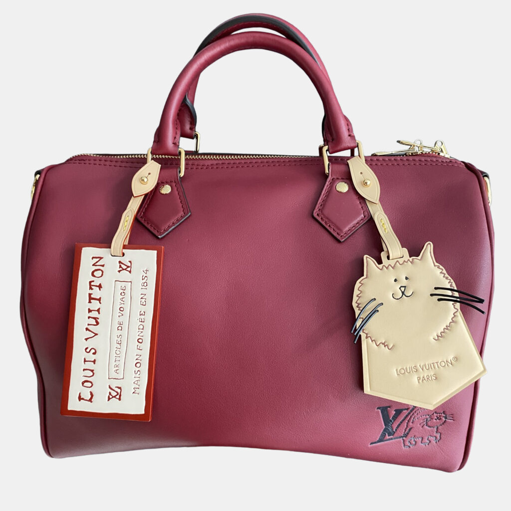 Louis Vuitton x Cats Speedy 30 Red Monogram Shoulder Bag