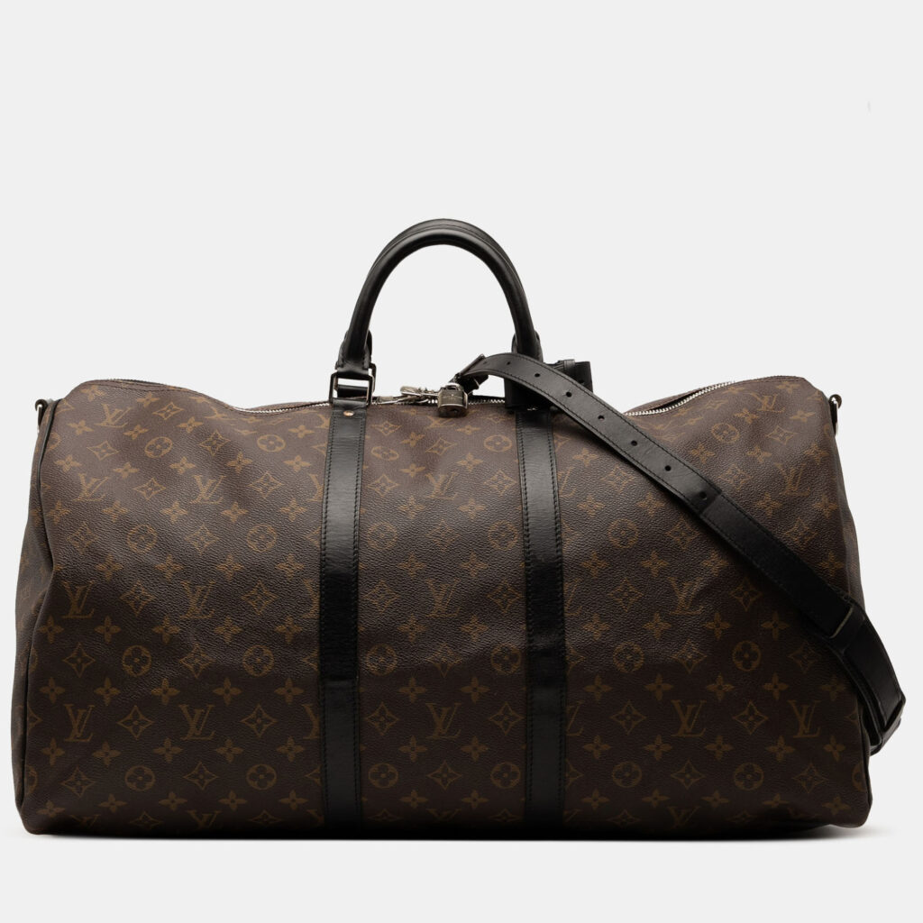 Louis Vuitton Black/Brown Monogram Macassar Keepall Bandouliere 55 Louis Vuitton Black/Brown Monogram Macassar Keepall Bandouliere 55