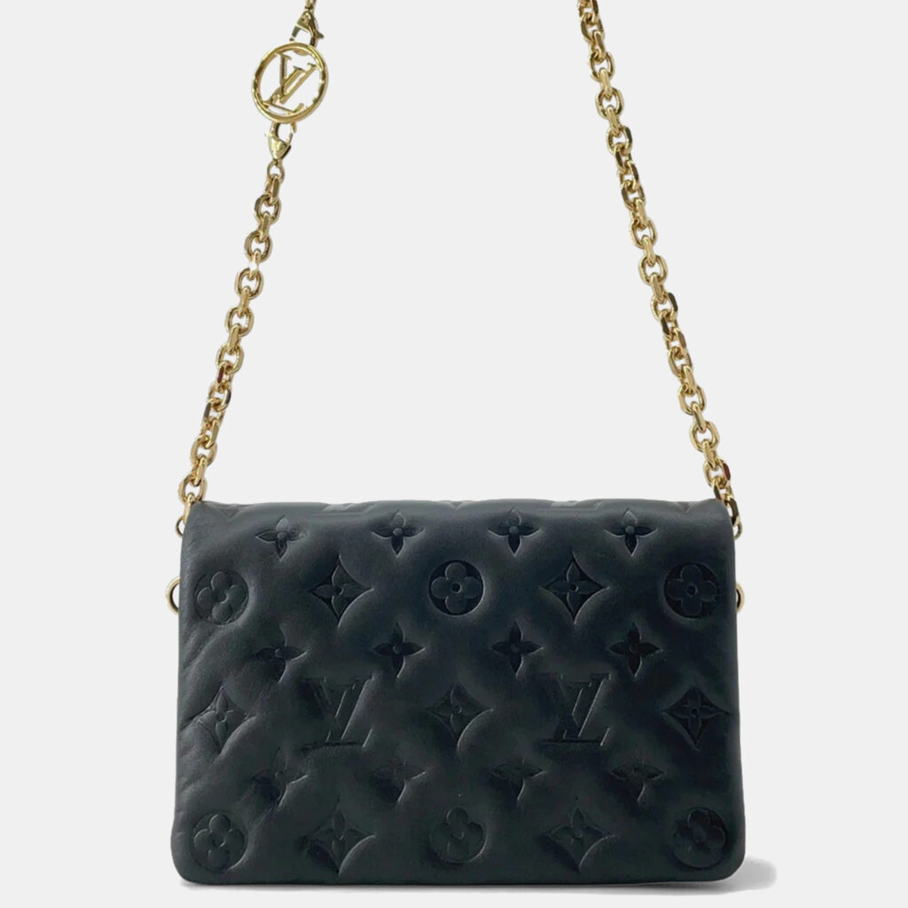 Louis Vuitton Pochette Coussin Noir Monogram Embossed Lamb Leather