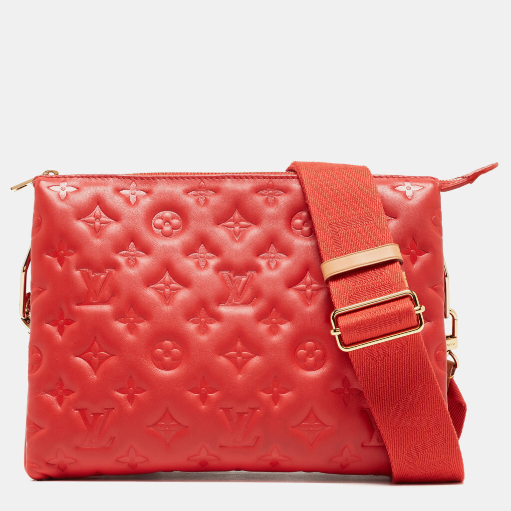 luxury-women-louis-vuitton-used-handbags-p937572-001.jpg Louis Vuitton Wine Monogram Embossed Leather Coussin PM Bag