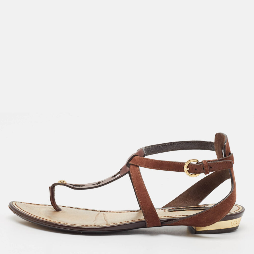 Louis Vuitton Brown Suede Thong Flat Sandals Size 37 Louis Vuitton Brown Suede Thong Flat Sandals Size 37