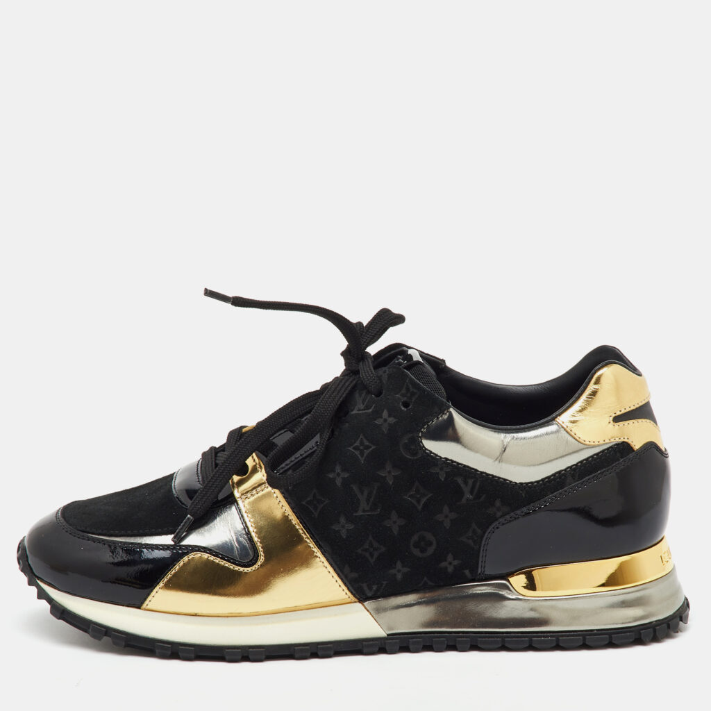 Louis Vuitton Multicolor Monogram Suede and Patent Leather Run Away Sneakers Size 37.5 Louis Vuitton Multicolor Monogram Suede and Patent Leather Run Away Sneakers Size 37.5